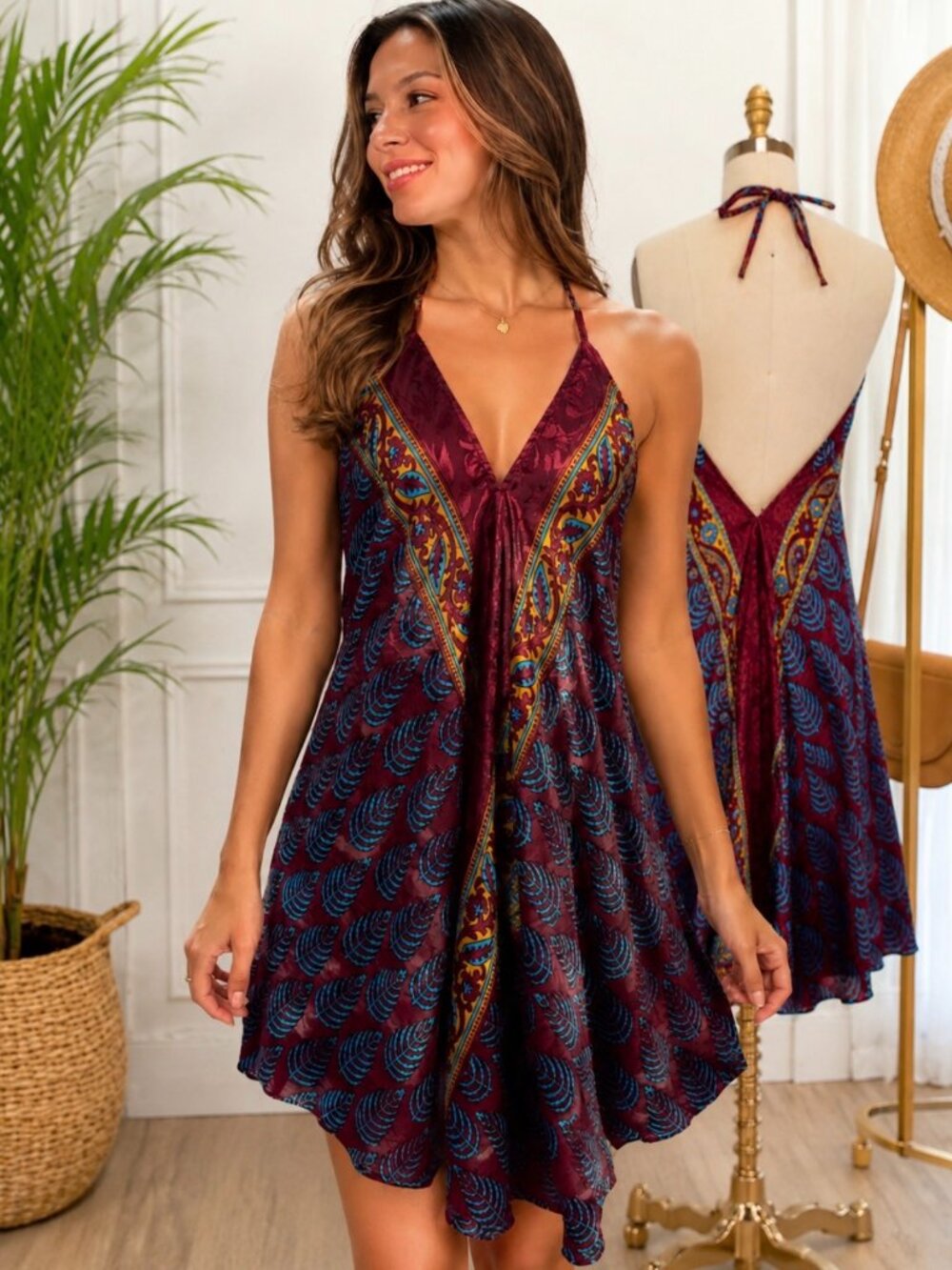 Boho Halter Dress- Resort Vacation - NWT